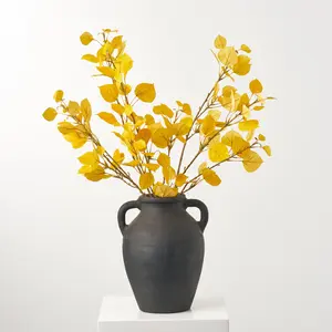 Golden Yellow Faux Aspen Leaf Fall Branch Stem Spray - 38"