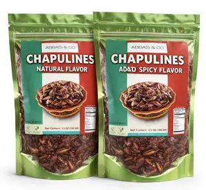 Fresh Chapulines Sabor Natural From Oaxaca 3.5oz (100gr) | All Natural Toasted Grasshoppers With Lime, Sea Salt and Garlic | Always Fresh (Not Dehydrated) Delicious, Healthy Exotic Mexican Snack. Imported From Mexico