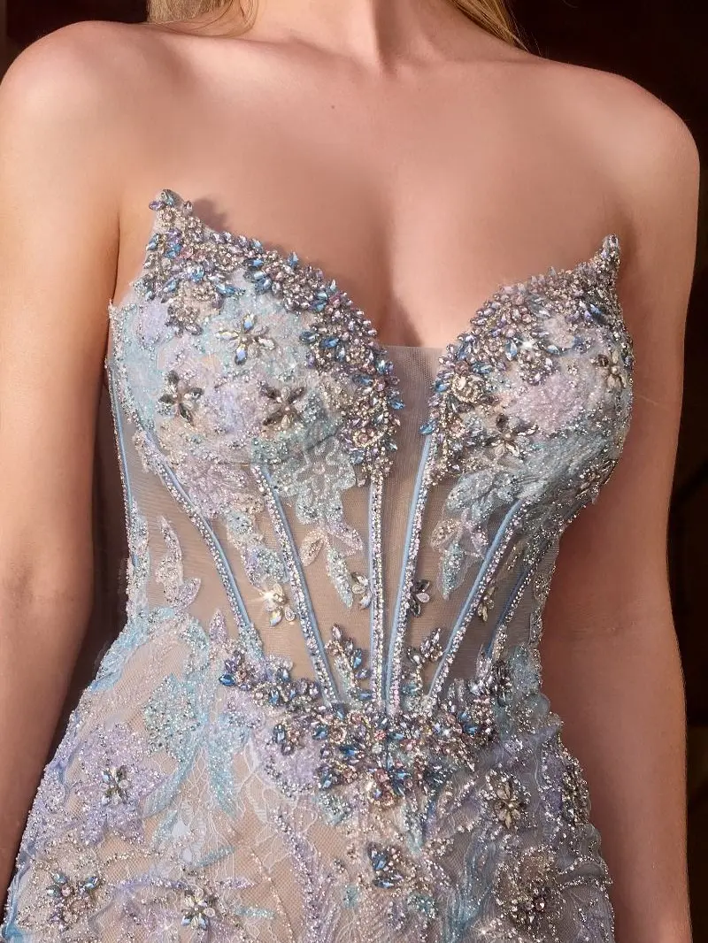 Barbie Beaded Corset Mermaid Formal Dress Shimmer Womenswear Crystal Embroidery Strapless Fitted CD713