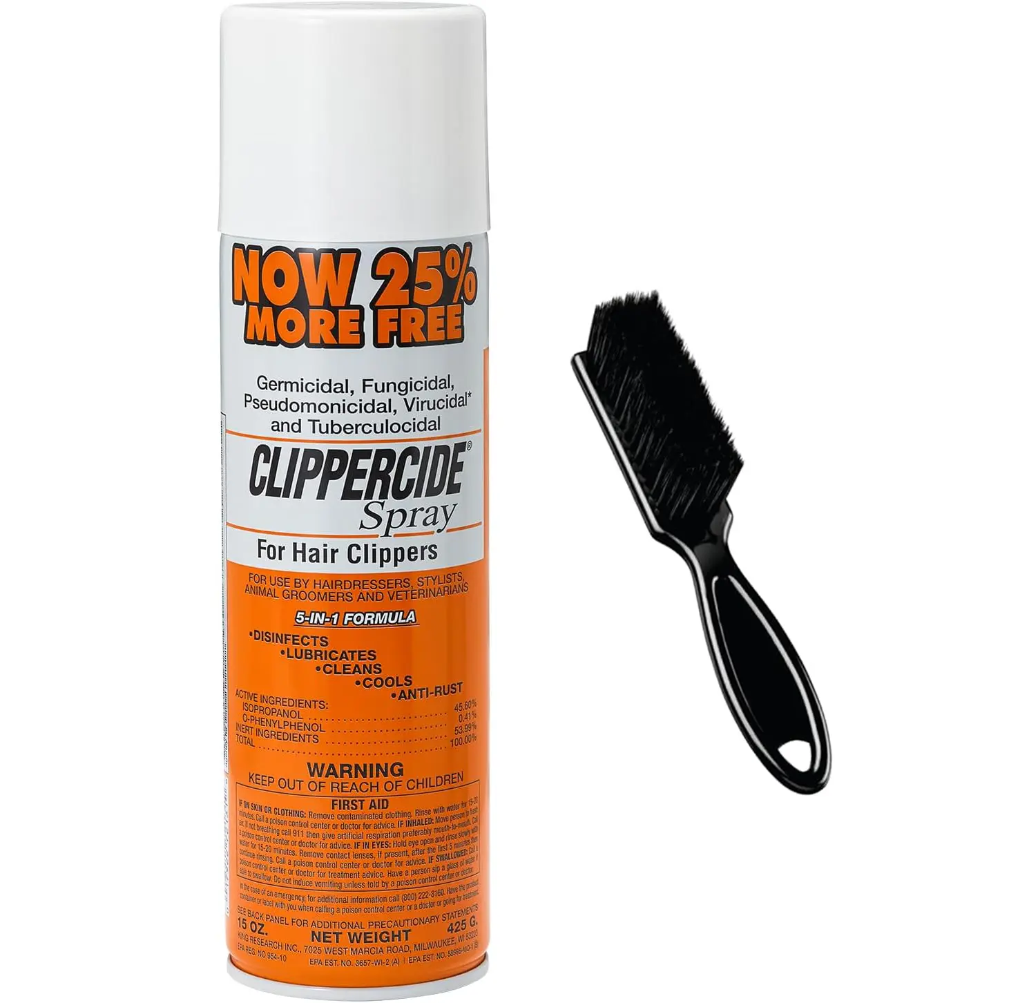 Clippercide 5-in-1 Antiseptic Disinfectant Cleaning Spray for Clipper Blades - Cooling Cleaner, Lubricant, Rust Preventer for Salon Use, 15 oz, Antiseptic Disinfectant Spray