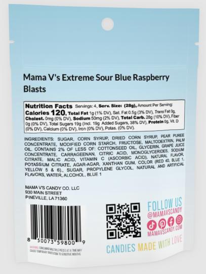 Mama V’s Extreme Sour Blue Raspberry Blasts Gushers – TikTok’s #1 Viral Extreme Sour Candy Fruit Flavored Juicy Candy