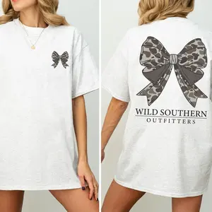 Vintage Camo Bow Hunting Shirt, Wild Southern Camo T-shirt, Simply Printed Graphic Shirt, Daily Casual  Womenswear