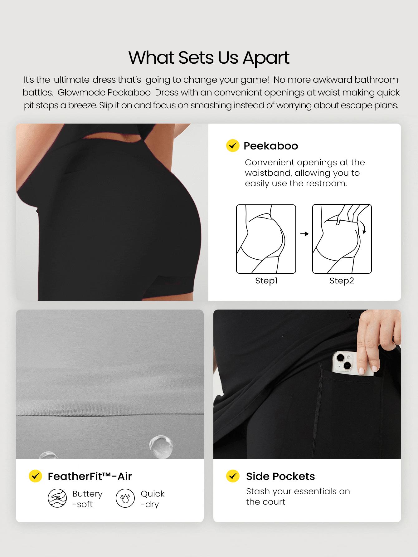 GLOWMODE FeatherFit-Air Peekaboo Plus Size Dress Built-In Shorts Pocket Anti-Slip Strips Dress TikTokShopBlackFriday