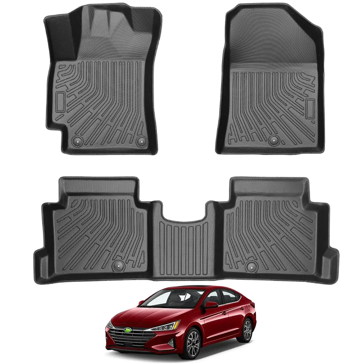 Canvcle All-Weather Floor Mats, Car Interior Accessory, Heavy-Duty TPE Carpet Protection for Hyundai Elantra 2017-2026 (Not for Hybrid), Auto Interior Accessories, Automotive Floor Mats, Car Foot Mats