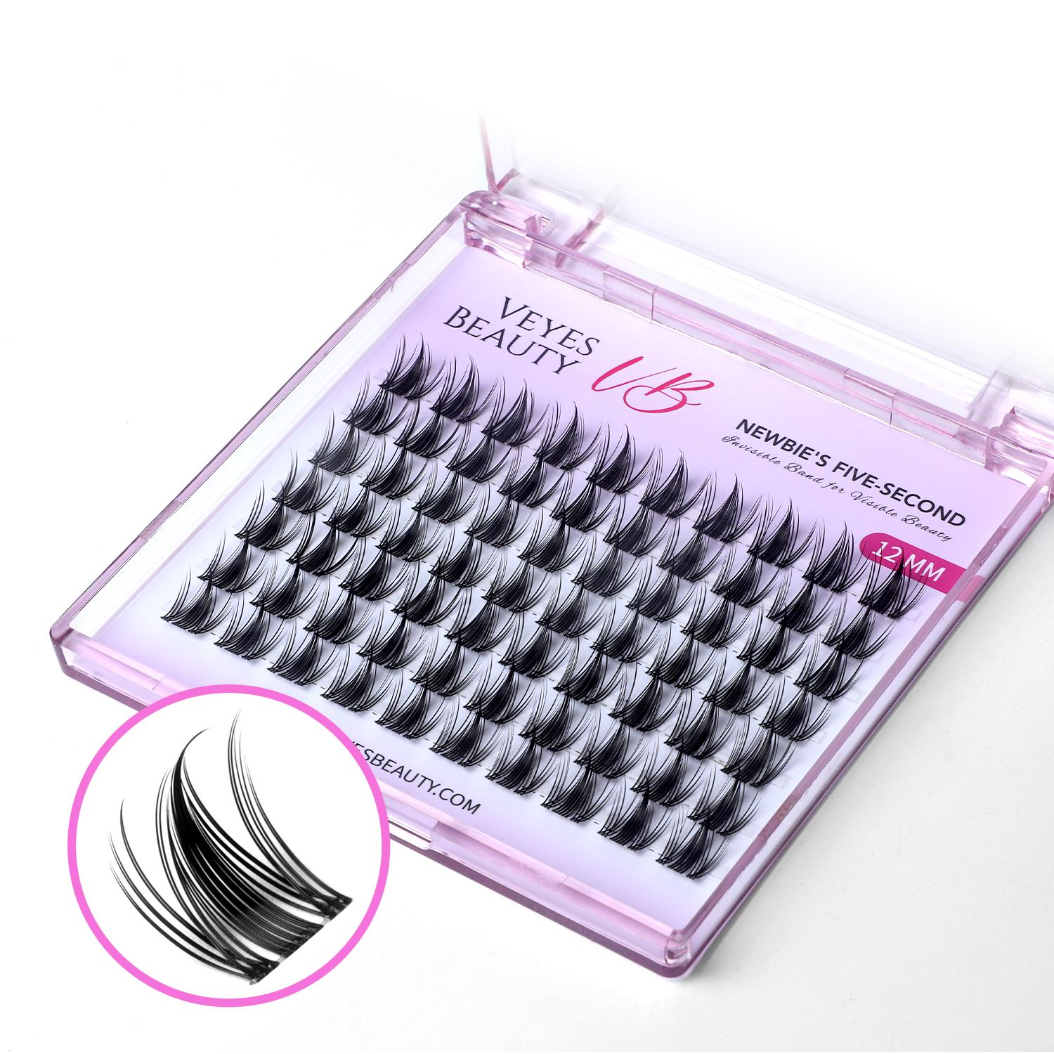 VEYESBEAUTY Manga Single Length Cluster Lash  Invisible Band Wispy Lightweight Softness Weightless Makeup Eyelash Extensions