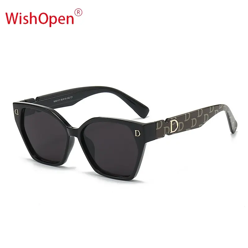 [WISHOPEN] 2026 D-Series Cat Eye Sunglasses for Women, High-End Luxury Casual Stylish High Quality Trendy Casual UV Blocking UV Resistant Sunglasses for Men, Casual Stylish Glasses