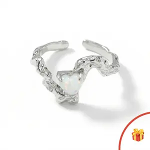 Adjustable Melted Metal Heart Ring for Women, Unique Artistic Design Jewelry, Cute Gift for Her, Mother’s Day Gift