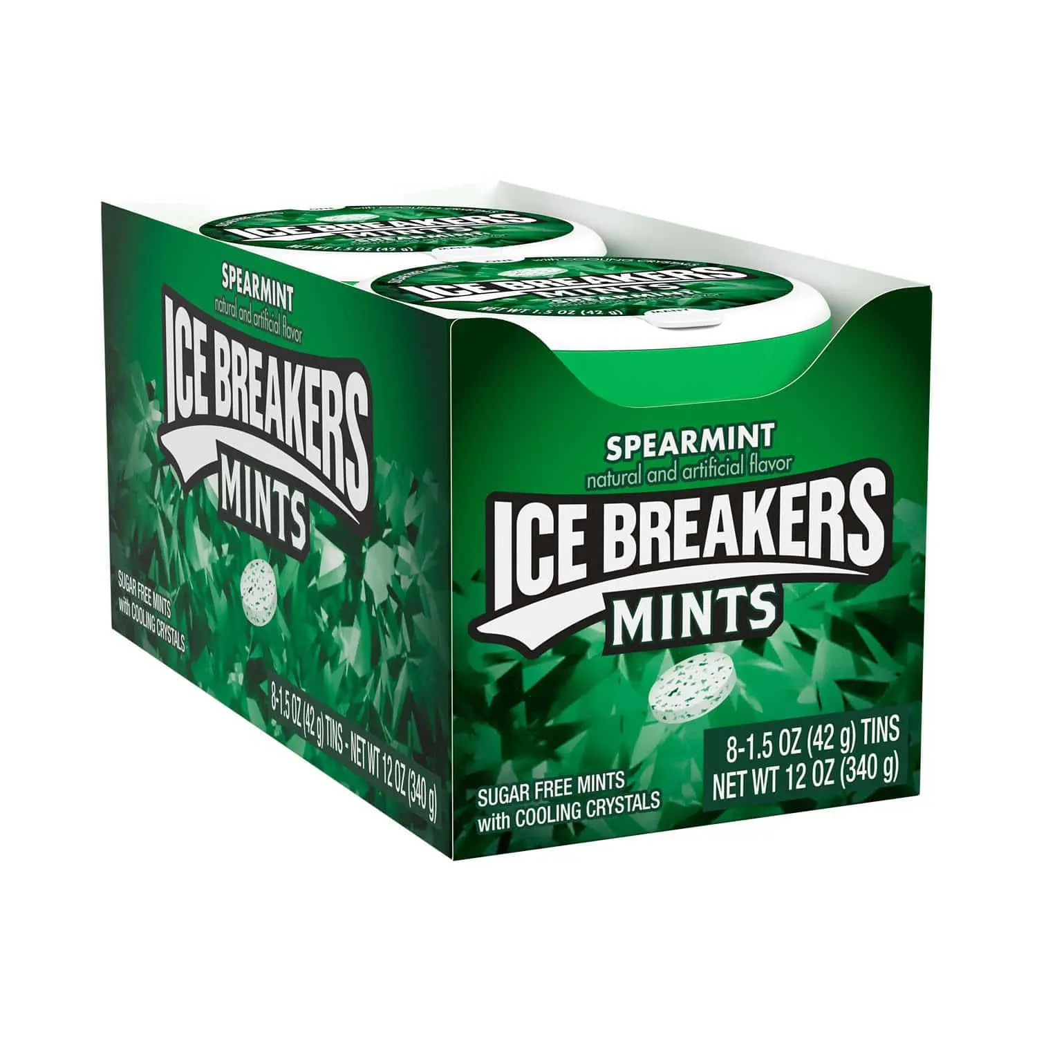 Ice Breakers Spearmint Sugar-Free Candies - 1.5 oz, 8-Pack Guilt Free Snacks for Office, Healthier Sweet Treat