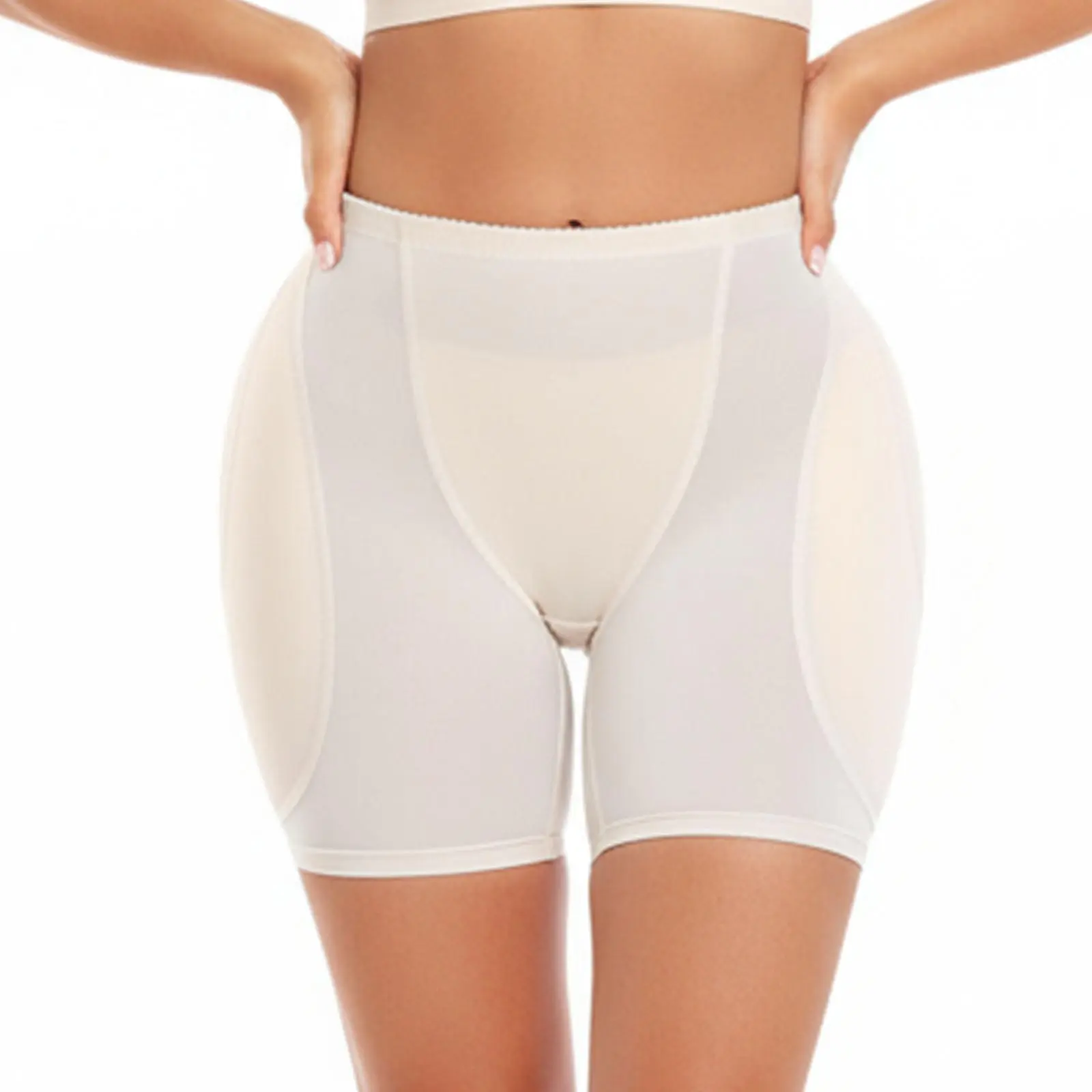 Women's Padded Shapewear Boyshorts with Removable Hip & Butt Pads, Solid Tummy Control Butt Lifter Panties for Body Shaping, Built In Padding, Body Contouring, 2 Butt Pads