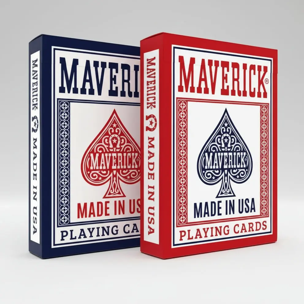 Maverick Card Set - USPCC-Printed, USA-Made Standard Index Layout Decks (Red or Blue) for Family Game, Game Nights, Everyday Handling - Newer Maverick Release