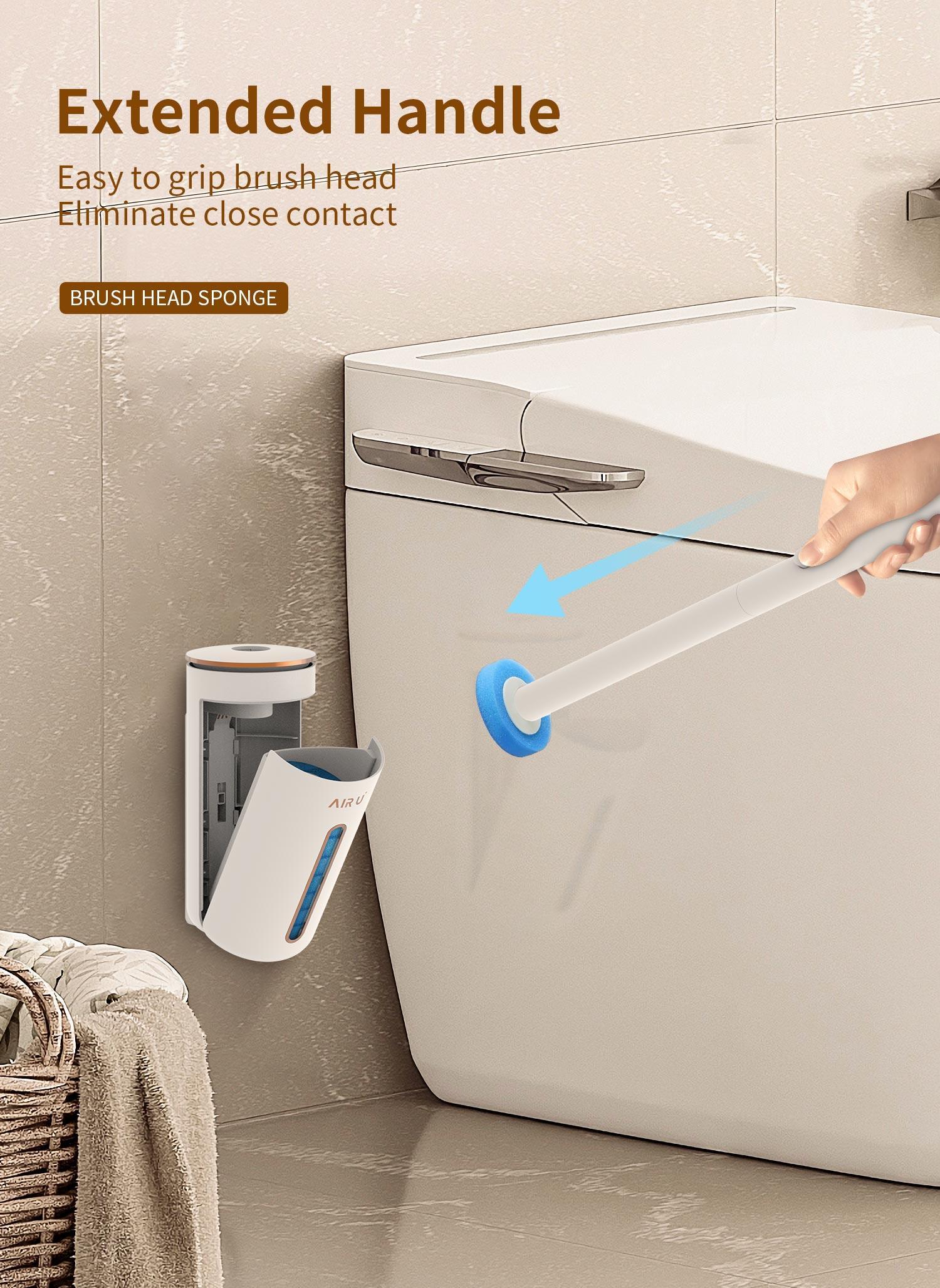 24pc, Disposable Toilet Cleaning Set,Toilet Bowl Cleaning System- 1 Toilet Brush, 1 Storage Caddy, 1 Fragrant Tablet and 24 / 48 Refils Cleaning Liquid，Wall- Mounted Cleaning Tool for Bathroom Stocking Stuffer Bundle