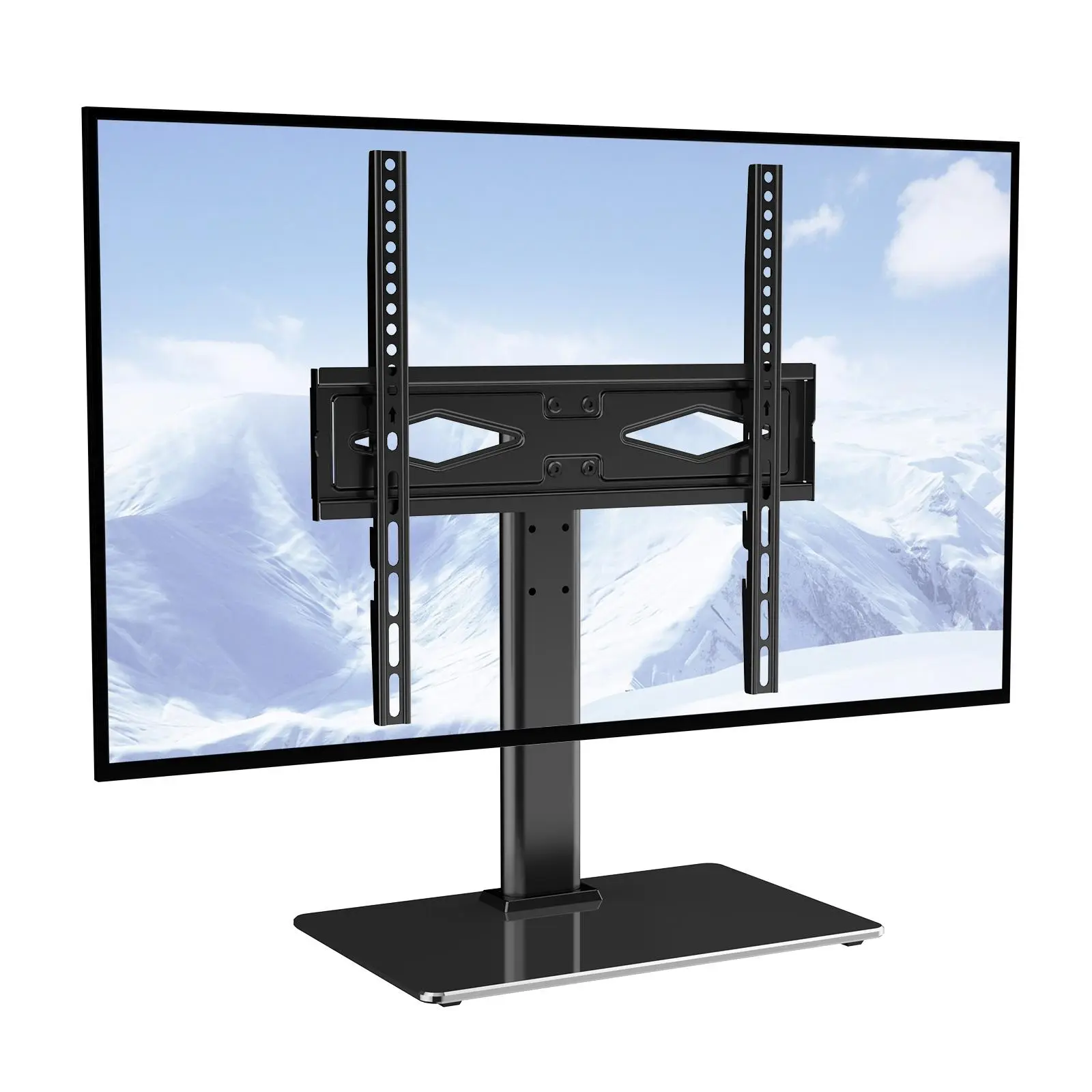 【SummerFinds】VEVOR TV Stand Mount,  , Swivel Universal TV Stand for 32 to 55 inch TVs, Height Adjustable Portable Floor TV Stand with Tempered Glass Base for Bedroom, Living Room