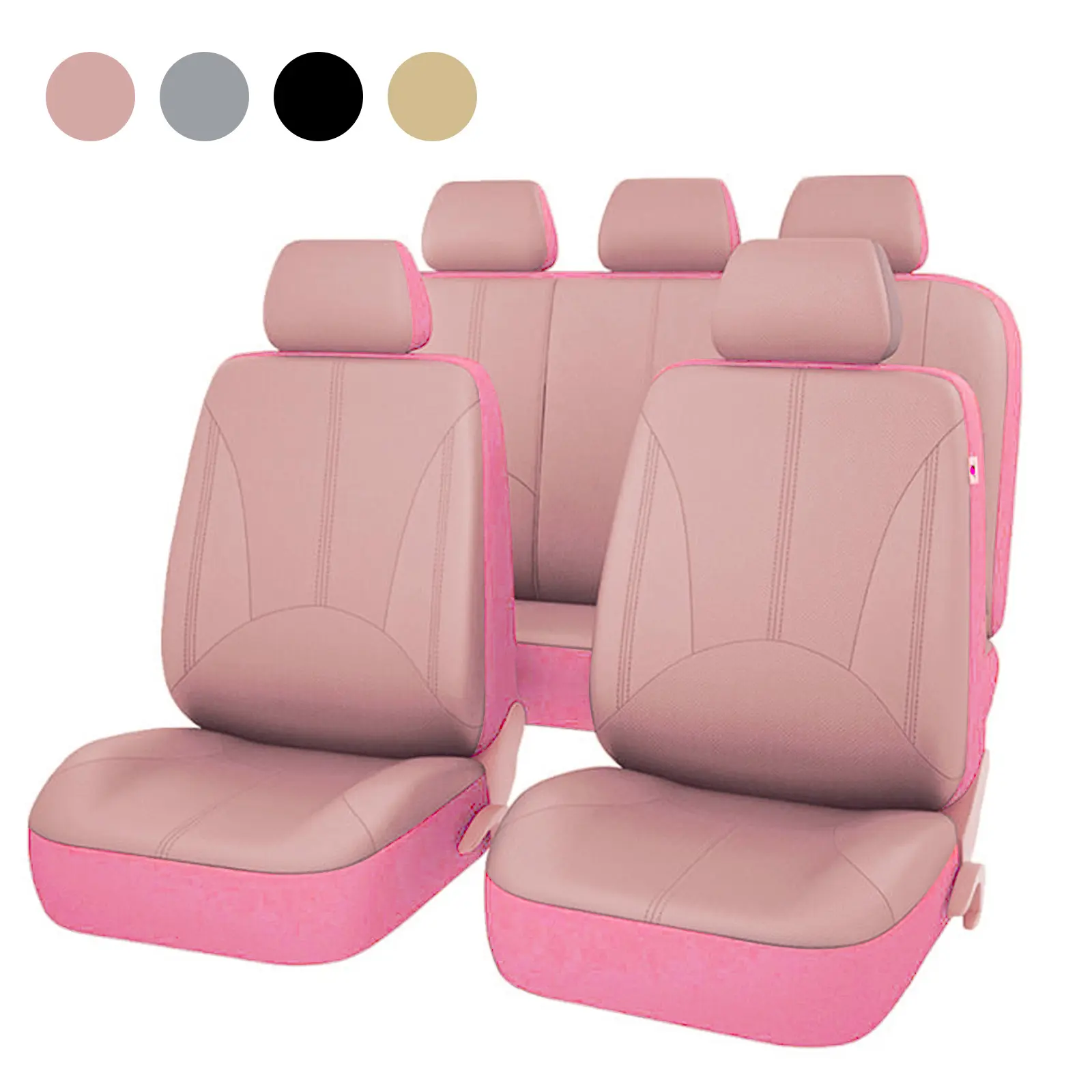 OTOEZ Universal Air Hole PVC Full Set Car Seat Covers, Waterproof Auto Cushion Protector, Cute Girly Car Interior Accessories Decor Automotive Upholstery
