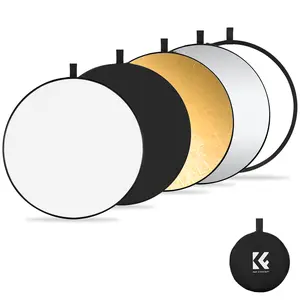 【K&F CONCEPT】5-in-1 Light Reflector 22" Photography Diffuser Collapsible Portable for Studio and Outdoor Lighting Gold Silver White Black Translucent
