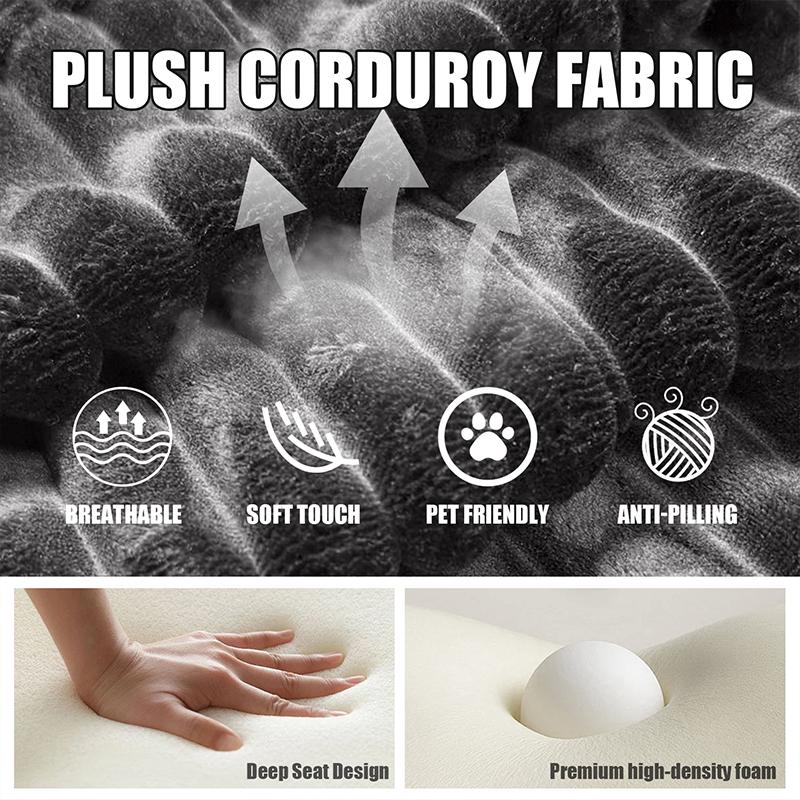 【2 Packages Shipping】105.7" L-Shaped Boneless Sectional Cloud Couch Corduroy Velvet Modular with Chaise No Assembly Required Sofa Living room furniture，Modular Corduroy Cloud Sofa