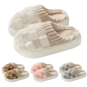 Cotton slippers for women, anti slip cashmere for warmth, monthly slippers for indoor home, cute and fluffy cotton Walking Shoes houseslippers  swag Slide