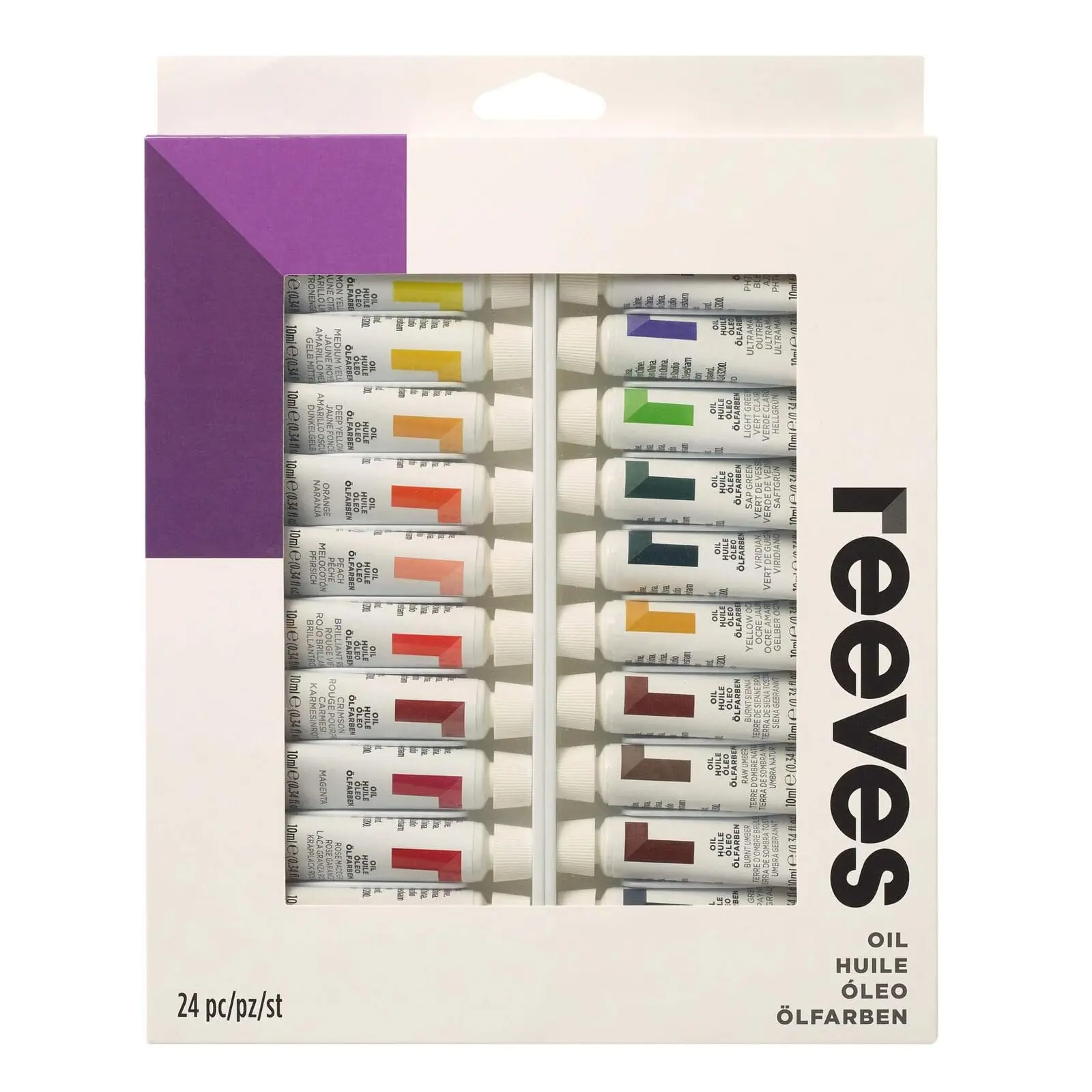Reeves Oil Paint Set 10ml Tubes Professional Oil Color Paint Kit for Canvas Painting Artist Student Beginner Art Supplies Slow Drying Blendable Oil Paint Set Painting Kit for Canvas Wood Board Art Class Studio Painting Supplies