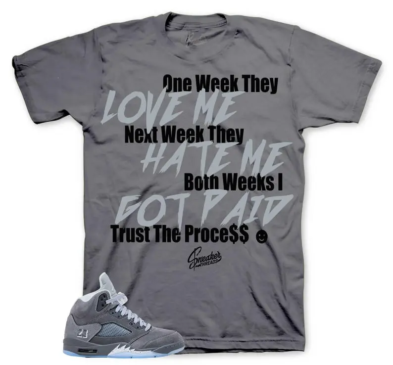 Trust The Process Sneaker Match Shirt – Retro 5 Wolf Grey AJ5 Unisex T-Shirt