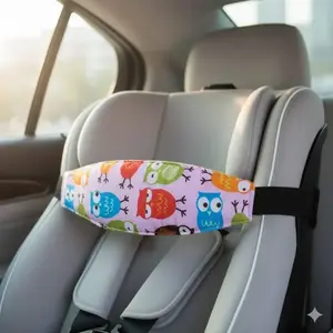 Adjustable Infant Car Headrest Support Pad - Breathable Anti-Slip Neck Pillow, Child Car Seat Safety Headrest & Neck Protector for Comfortable Travel Sleep