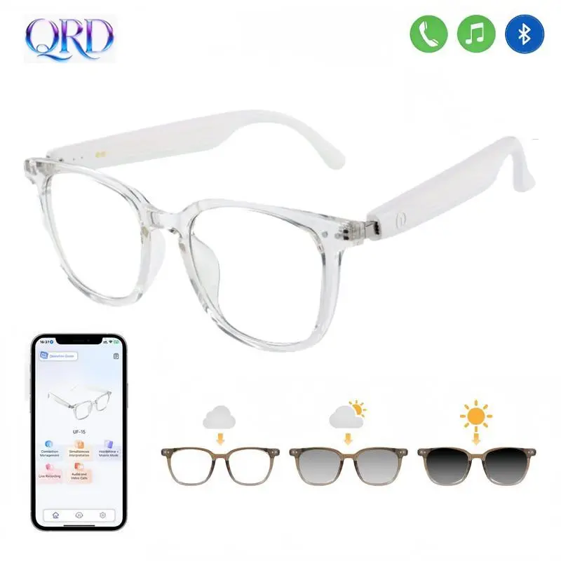 Qrd Smart Wireless Bluetooth-compatible Glasses, Fashionable Open-Air Audio, Touch Control Music & Calls, Multi-Function Eyewear, Wearable Smart Glasses
