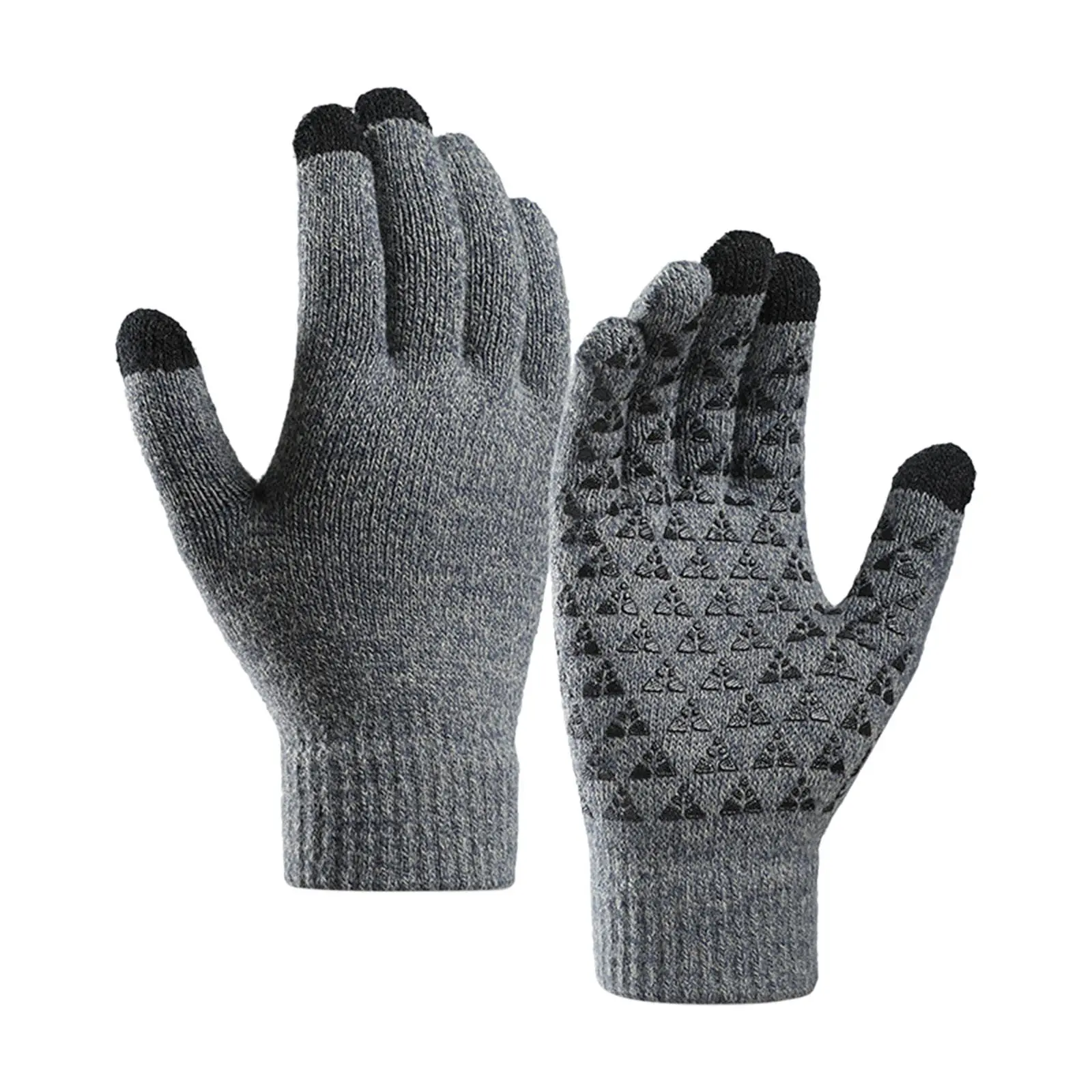 Winter Gloves for Men & Women, Thermal Soft Knit Acrylic with Touchscreen Grip and Anti-Slip Dots, Hand Wash, Thermal Gloves, Keep Warm, Non Slip, Unisex, Thermal Knit