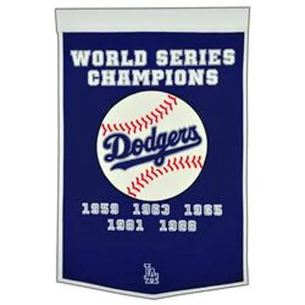 Wraft Fanatics 9416647750 24 x 38 in. Los Angeles Dodgers Wool Dynasty Slogan Design Banner