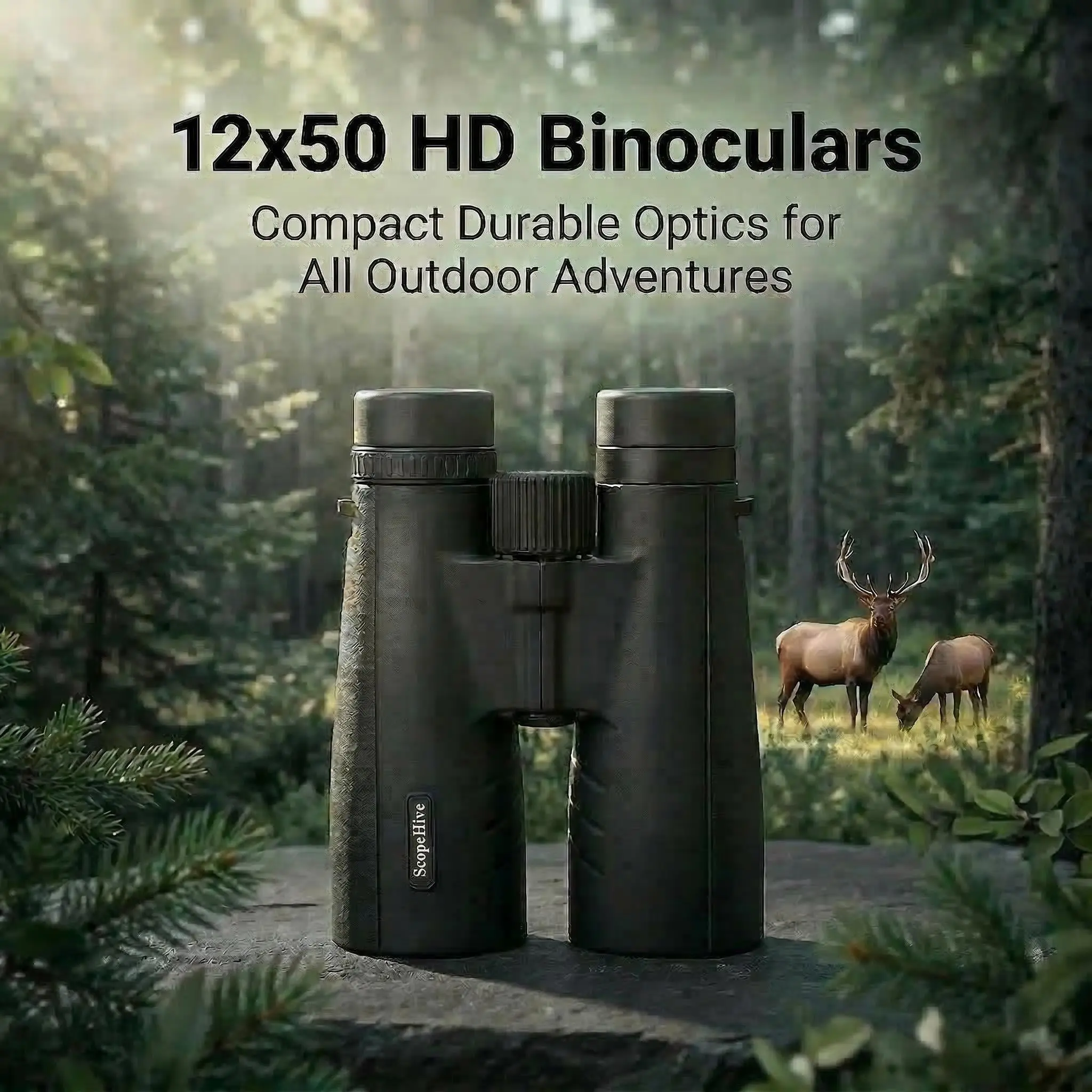 12x50 Beginner’s Hunting Compact Long Range Binoculars with HD Optics, Fully Multi-Coated Lenses, Objective Lens – for Outdoor Sports, Adventures, Bird Watching, Fully Multi-Coated Binoculars