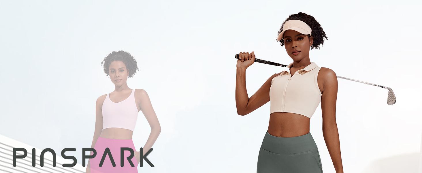PINSPARK Golf Skirts for Women High Waisted Tennis Skort Skirts with 3 Pockets A Line Athletic Skirt Pickleball Workout