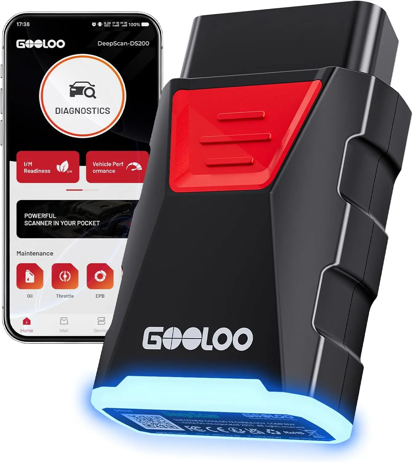 【SummerFinds】GOOLOO DEEPSCAN DS200 OBD2 Scanner Diagnostic Tool, Bluetooth Wireless All System Diagnostics for iOS & Android, Bi-Directional Control, 8+ Hot Reset, Code Reader, Live Data & Performance Test