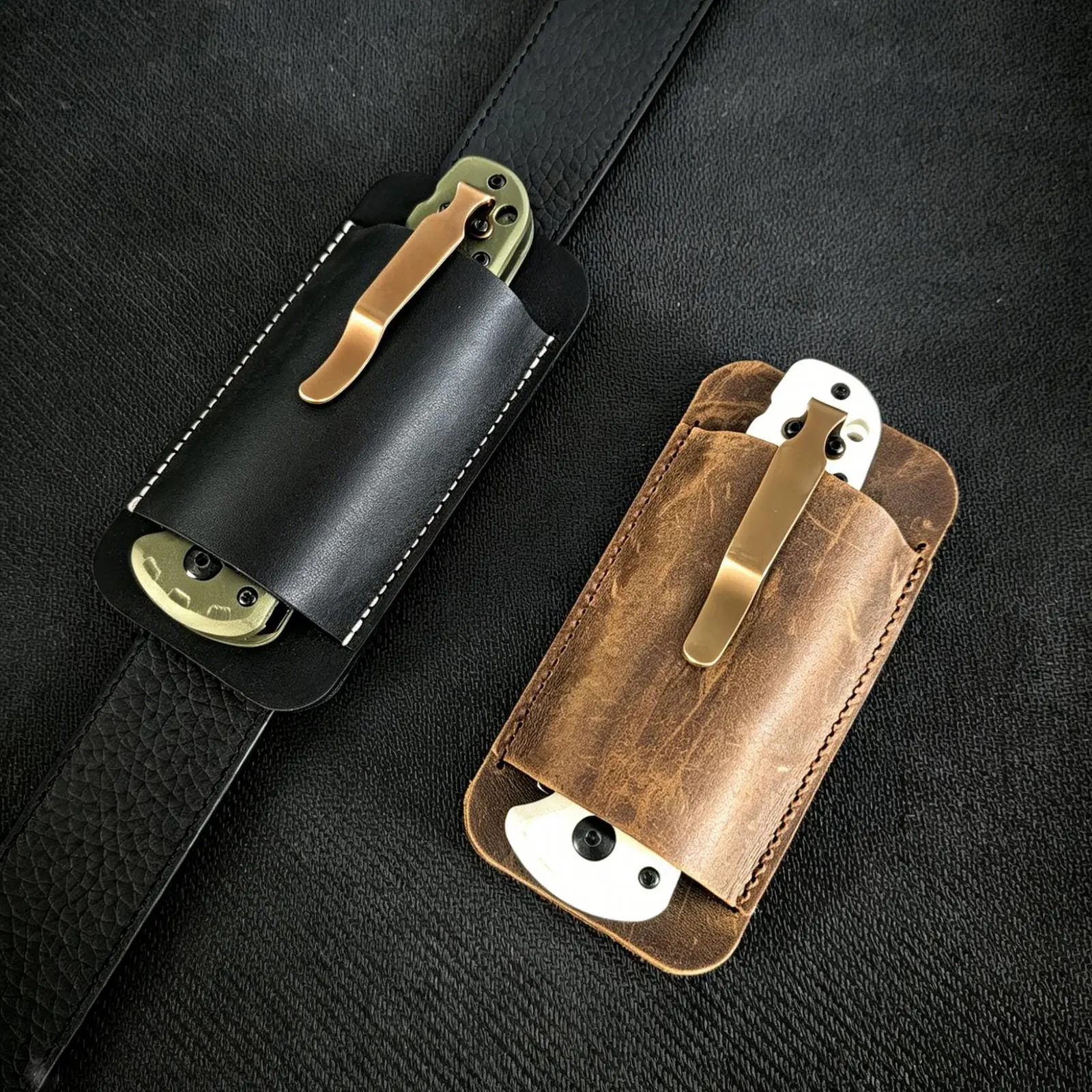 Men's Leather Solid Color Durable Knife Case,Leather Knife Case, Lightweight Foldable Knife Sheath,Durable Outdoor Hiking,Black/Brown tiktokshopbacktoschool
