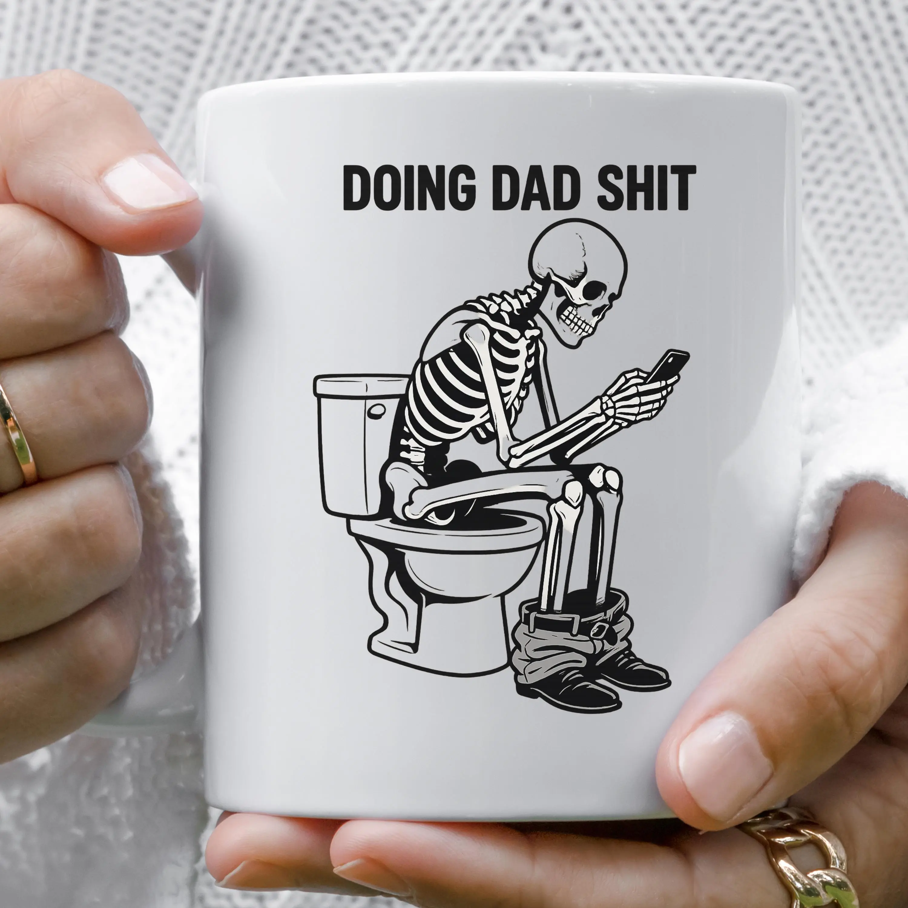 Doing Dad Shit Mug, Fathers Day Coffee Mug, Skeleton Mug, Dad Mug, Funny Skeleton Dad Cup, Humorous Father's Day Gift, Gift for Husband