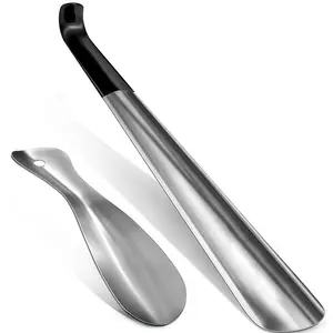 LMMAKE Stainless Steel Shoehorn Set – 16.5" Long Handle & 7.5" Travel Size for Seniors, Durable Non-Slip Design, Easy Shoe Wearing, Family Use, Time-Saving Assistant