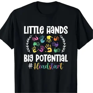 Golf Gift T-Shirt For Men and Women Little Hands Big Potential Headstart Teacher Appreciation T Shirt Short Sleeve Crew Neck Cartoon Print Comfort Fit