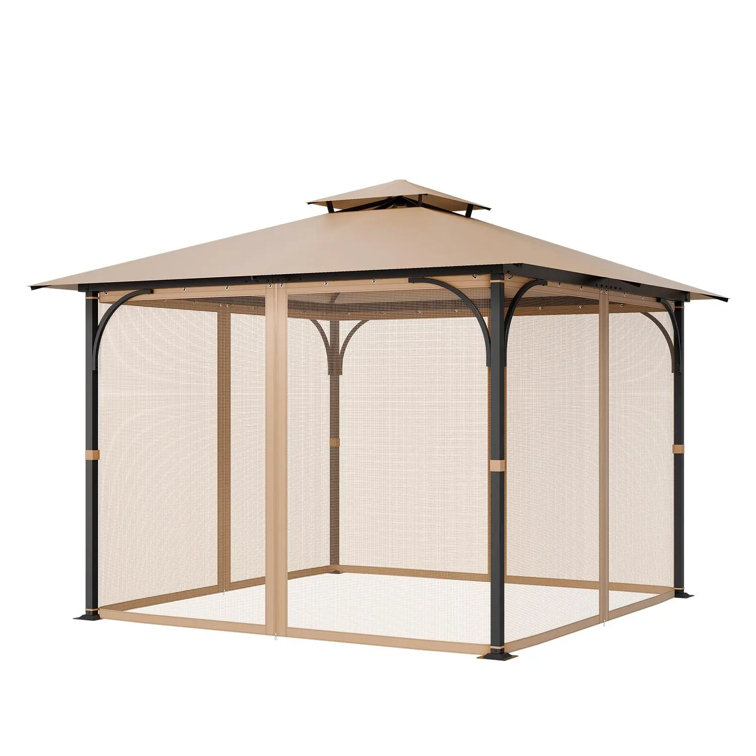 【summerfinds】VEVOR Gazebo Netting Replacement, Fit Most 10 x 10 x 7 FT Gazebo Curtain, Outdoor Garden Net, 4-Panel Sidewall Mesh Net, Patio Midge Netting with Double Zipper, Canopy Screen (Netting Only)