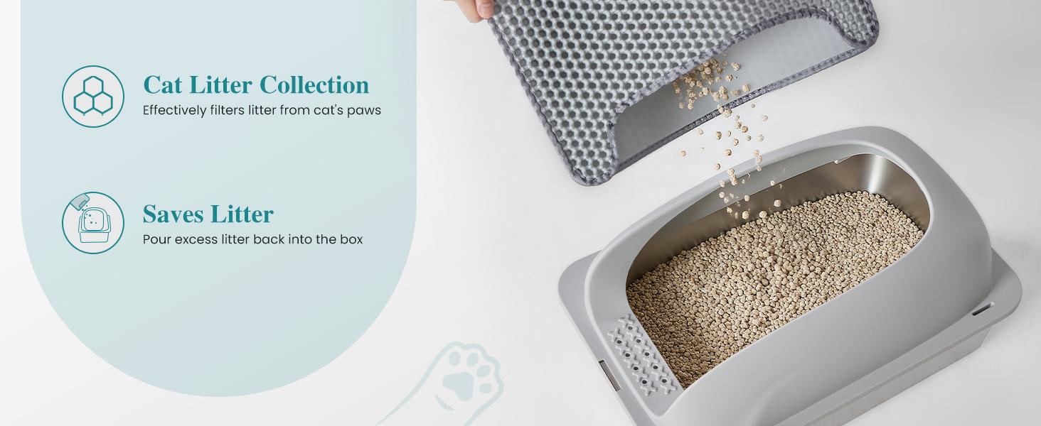 Stainless Steel Cat Litter Box with Lid, Large Cat Litter Box for Big Cats, High Wall Sides, Anti-Urine Leakage, Easy Cleaning, Scoop and Mat Included