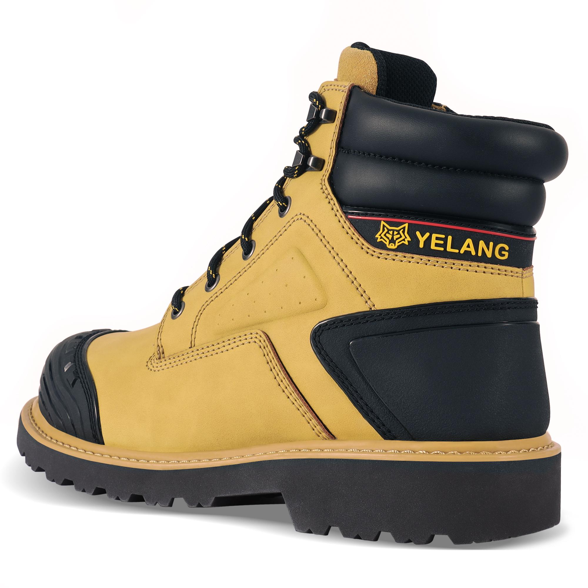 Men's Anti-smash& Anti-puncture Steel Toe Work Boots Fashionable Non-slip Oil-proof&Wear-resistant Work Shoes Lace Up Hight Top Safety Shoes