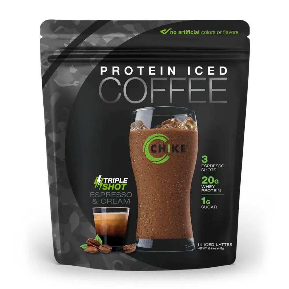 Chike Protein Iced Coffee Triple Shot Espresso & Cream Flavor 20g Whey Protein 3 Espresso Shots Low Sugar US Made High Protein Coffee