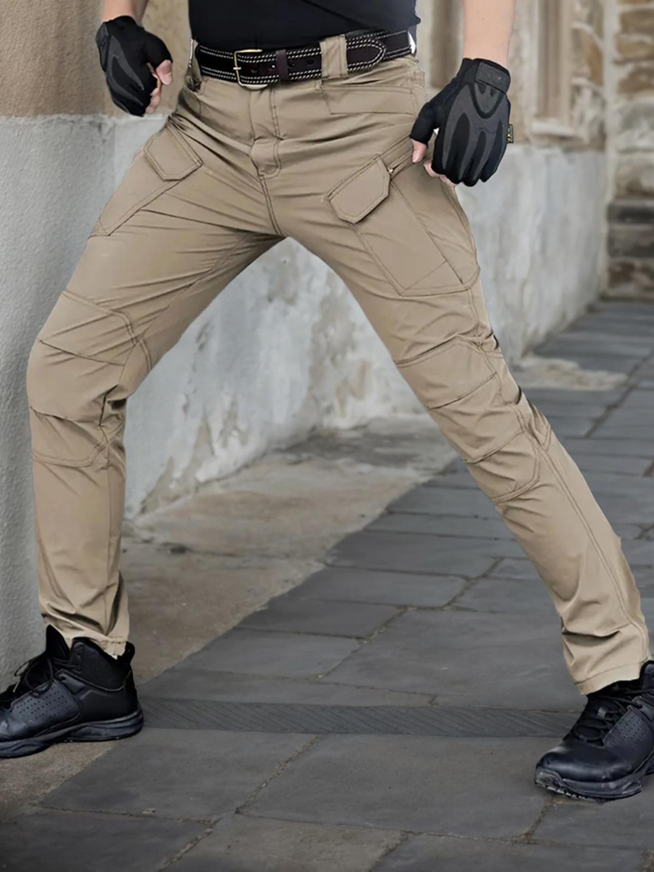 Mens High-Performance Tactical Cargo Pants - Waterproof, Sweatproof for Outdoor Hiking - Durable, Multi-Pocket Design, All-Weather Wear Resistance