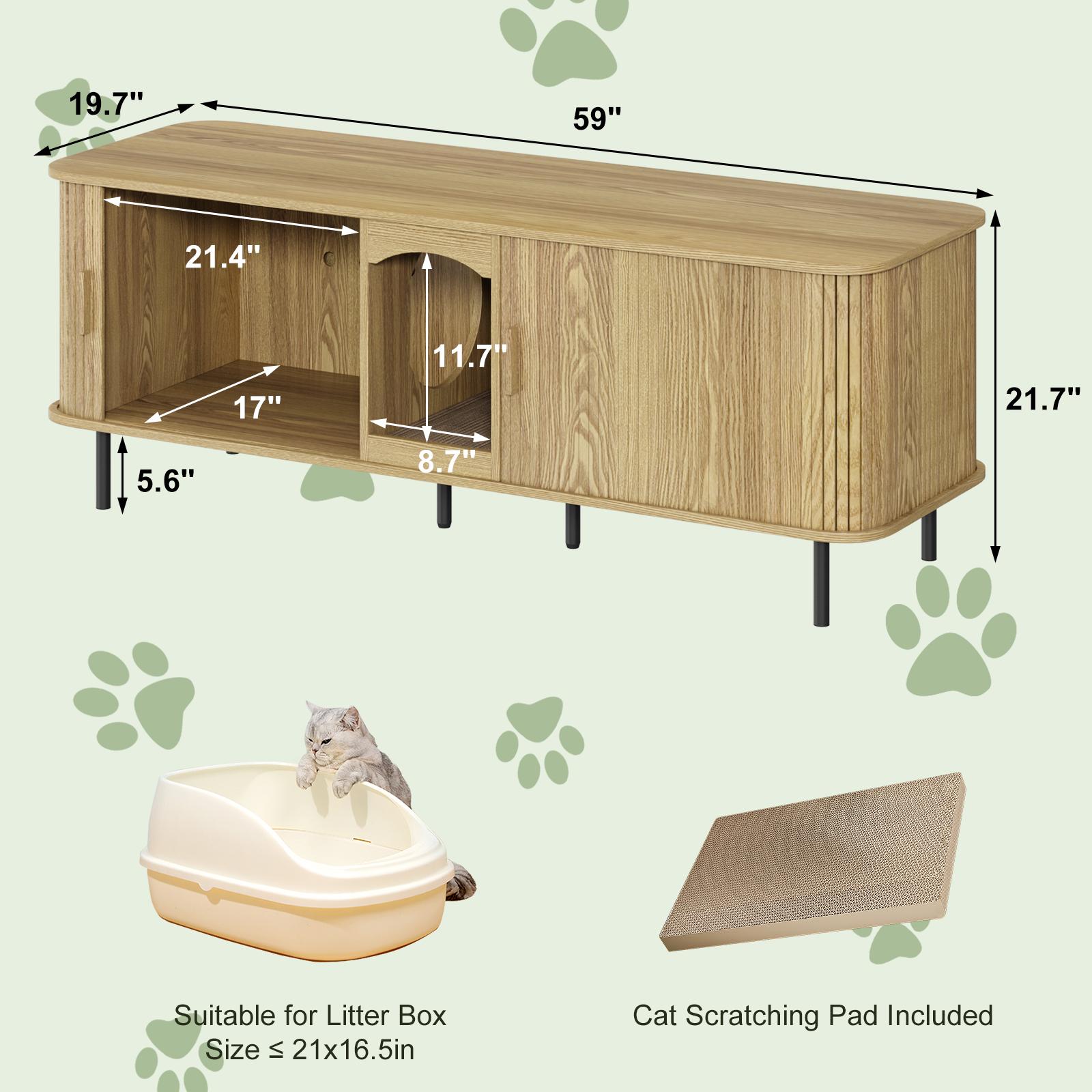 Fluted Hidden Cat Litter Box Enclosure – Modern Wood Furniture with Scratching Pad, Large Indoor Cat House Cabinet Side/End Table for Living Room & Entryway Fluted Hidden Cat Litter Box Enclosure – Modern Wood Furniture with Scratching Pad, Large Indoor Cat House Cabinet Side/End Table for Living Room & Entryway