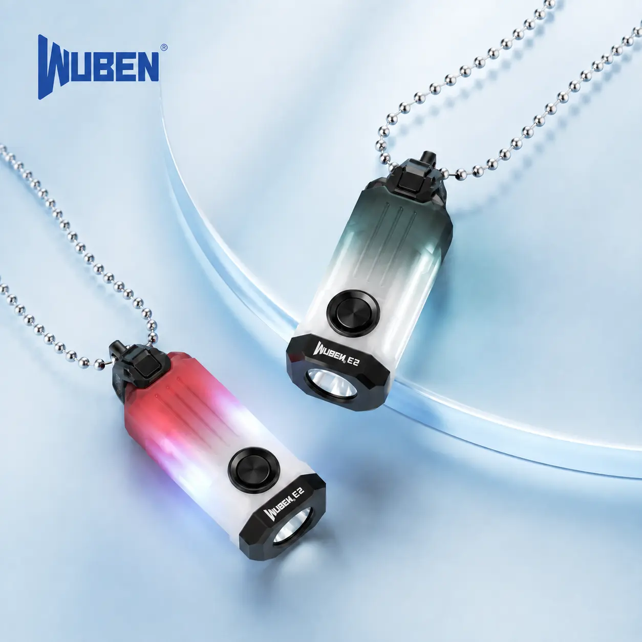 WUBEN E2 Pulse Mini Keychain Light, Ultra-Light Rechargeable Pocket Light with Magnetic Quick-Release Clip & DIY Necklace Chain, Mini Flashlight for Keys, Bags, Backpacks & Everyday Carry