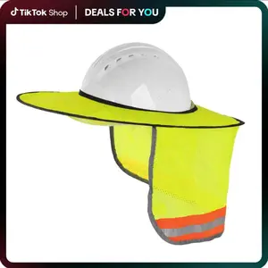 Hard Hat Sunshield - Upgrade Full Brim Neck Sunshade Cover with Reflective Strip for Hardhats, Neon Yellow, Polyester, 2 Pack, High Visibility, Easy Installation