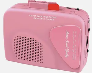 Walkman Cassette Player Recorder AM/FM Radio Portable Tape Player with Voice Activation Recording & Dual Power Options Pink