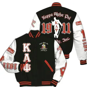 ΚΑΨ Varsity Jacket, Simple Black Sporty Style Kappa Yo Nupe 1911 Fraternity Jacket 367 TRV
