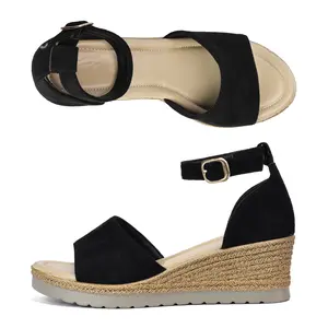 Stylish Espadrille Wedge Heels for Women Comfortable Ankle Buckle Sandals Springfresh for Casual & Dressy Outfits