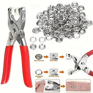 Buttons & Pliers Tool Kit, Including 200pcs Metal Sewing Button & 1count Snap Fastener Pliers Set, Easy DIY Clothes Sewing Accessories, Sewing Supplies CraftsEverlanelnspired17