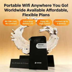 ECOVOX 4G LTE WiFi Mobile Hotspot 2026, No SIM Card Required No Contract, 9 Connected Devices, Multiple Networks, Portable Internet for Campers, Motorhomes and Travels, Free 1GB Local Data