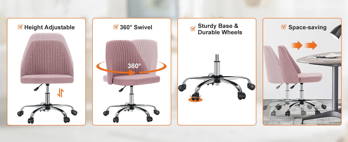 FurnishFlex Cute Desk Chair Armless Modern Fabric Home Office Desk Chairs with Wheels FurnishFlex Cute Desk Chair Armless Modern Fabric Home Office Desk Chairs with Wheels