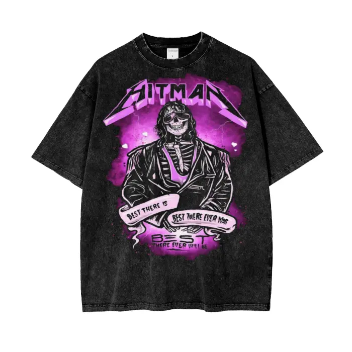 Brett "the Hitman" Hart Acid Wash Oversize T-Shirt - 250 GSM
