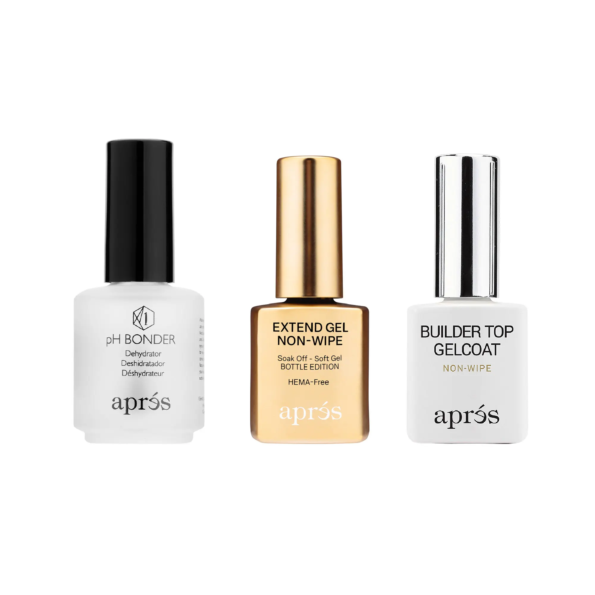 APRÉS Gel-X Salon Essential Kit, 3-Piece HEMA-Free Prep, Bond & Seal System with pH Bonder, Extend Gel, and Builder Top Coat for Professional Results, 15ml Bottles, Bottle Pack, Long Wear