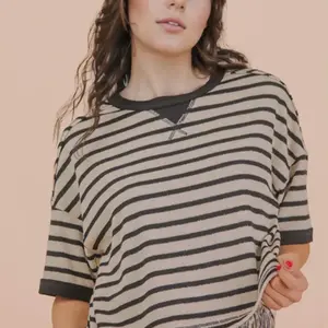 Oversized stripe terry clothe shirt